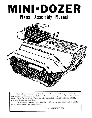 Buy Tractor Plans & Assembly Manual Fits 1977 Mini-Dozer MD1200 & MD1600 Series • 25$