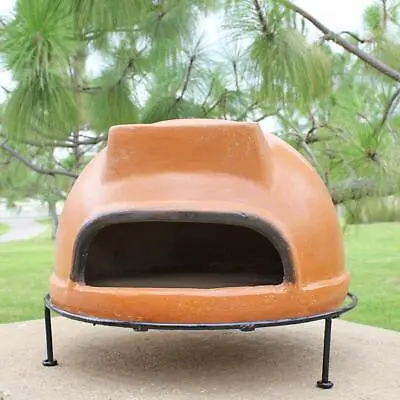 Buy Outdoor Pizza Oven Wood Burning Rustic Liso Round Smooth W/ Ember Rake And Stand • 208.72$