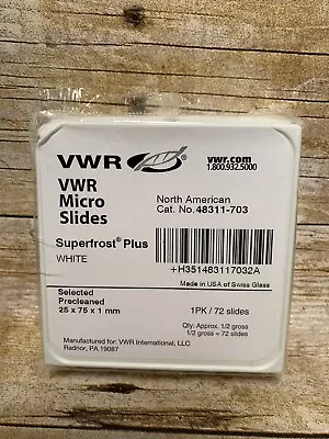 Buy VWR Micro Slides Precleaned 25x75x1.0mm 48311-703 Superfrost Plus White • 24.99$