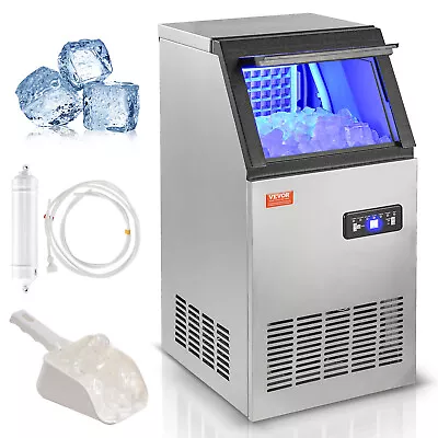 Buy VEVOR 80lbs/24H Commercial Ice Maker Undercounter Freestanding Ice Cube Machine • 253.99$