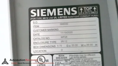 Buy Siemens Wp26  Lighting Panel Enclosure  With Replacement Cover, New #301551 • 459.38$