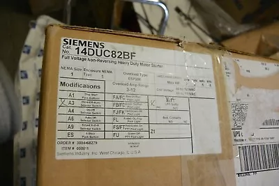 Buy 14DUC82BF Siemens Size 1 Full Voltage Enclosed Starter + HOA +CPT  NEW In Box • 395$
