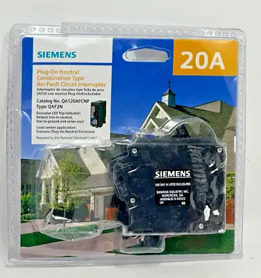 Buy Siemens Plug-On 20 Amp Single Pole 1-Pole Arc Fault Circuit Breaker QA120AFCNP • 39.95$