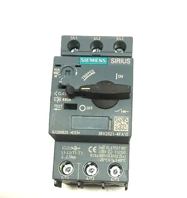 Buy Siemens Circuit Breaker 3RV2021-4FA10 Sirius *E03* G/200929 3 Poles 3 Phase • 29.98$