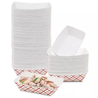 Buy [250 Pack] 0.25 Lb Paper Food Boats Heavy Duty Disposable Food Trays, Red Che... • 30.71$