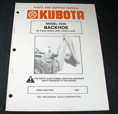 Buy Kubota 4540 Backhoe Service And Parts Manual For L3350 L3750 L4150 Tractor • 27.66$