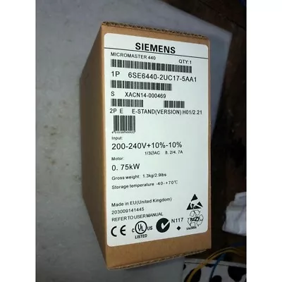 Buy New Siemens 6SE6440-2UC17-5AA1 MICROMASTER440 Without Filter 6SE6 440-2UC17-5AA1 • 370.65$
