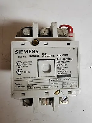 Buy Siemens CLM0D03 AC Lighting Contactor 60 Amp 120V Coil • 64.99$