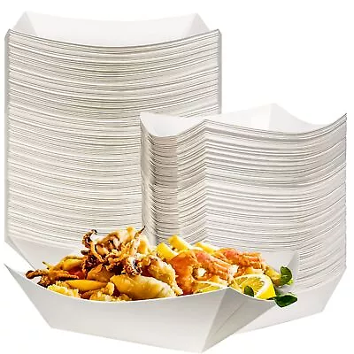 Buy 100 Pack 2lb Kraft Paper Food Trays, Waterproof Heavy-Duty Paper Food Boats D... • 18.92$