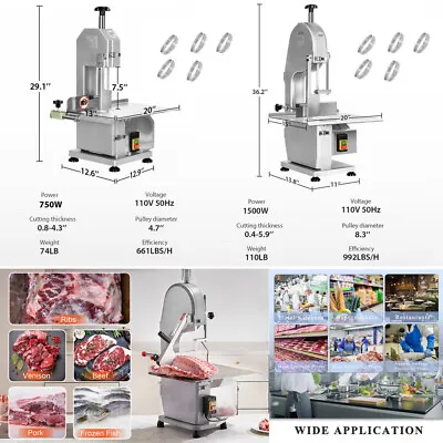 Buy 750W/1500W Commercial Meat Bone Cutting Machine Electric Meat Bandsaw Machine • 69.99$