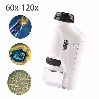 Buy Kids Pocket Microscope 60X-120X Handheld Magnification Lens With LED Lighted • 12.57$