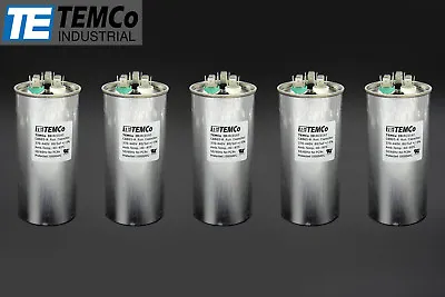 Buy TEMCo 80/5 MFD UF Dual Run Capacitor 370 440 Vac Volts 5 LOT AC Motor HVAC 80+5 • 57.41$