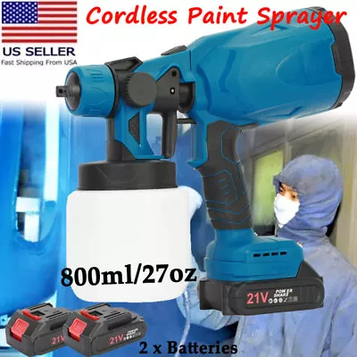 Buy Cordless Paint Sprayer 2 Pack 21V Portable Electric HVLP Powerful Spray Gun 600W • 41.99$