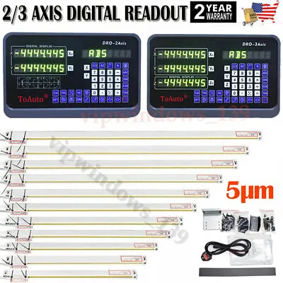 Buy DRO 3Axis 2Axis Digital Readout  5um Linear Glass Scale Precision Measuring • 64.39$