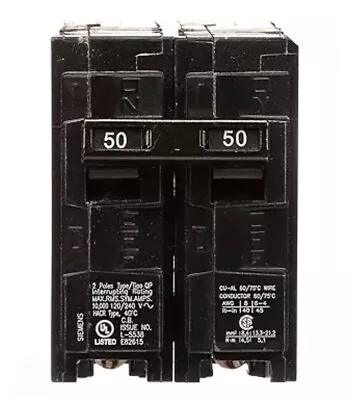 Buy Siemens Q250 50-Amp 2 Pole 240-Volt Circuit Breaker • 29.99$