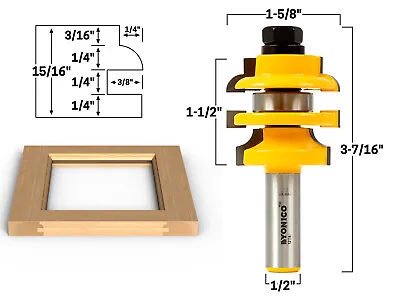 Buy Roundover Stacked Rail And Stile Router Bit - 1/2  Shank - Yonico 12118 • 28.95$