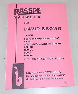 Buy Parts Catalog Rasspe Mower For David Brown Tractor Stand 05/1964 • 15.92$