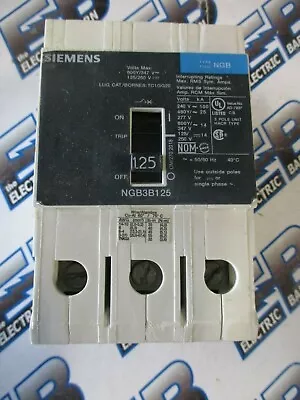 Buy Siemens NGB3B125, 125 Amp, 600 Volt, 3 Pole, 25K, Circuit Breaker- WARRANTY • 300$