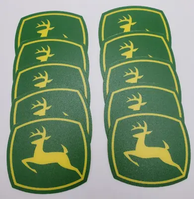 Buy (10) Ten John Deere Vinyl Logo Decal 2 1/4  X 2 3/8  Green Yellow Deer 3M Back • 15$