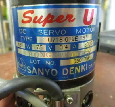 Buy ONE Sanyo Denki Super-U DC Servo Motor U718-012E18 • 151.35$
