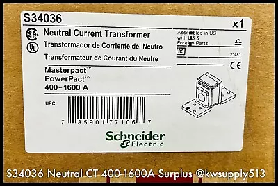 Buy Square D S34036 ~ Schneider Electric S34036 Neutral CT 400-1600A~ Unused Surplus • 1,225$