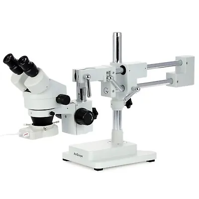 Buy Amscope 3.5X-45X Binocular Stereo Zoom Microscope On Boom Stand +48-LED Light • 538.99$