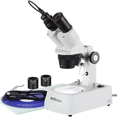 Buy AmScope 10X-20X-30X-60X Stereo Microscope With 1.0MP USB Camera • 259.99$