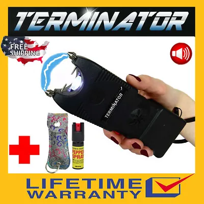 Buy Terminator Max Power Police Stun Gun W/ Siren Flashlight And Zebra Pepper Spray  • 16.95$