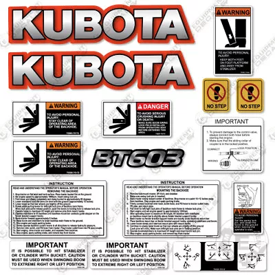 Buy Fits Kubota BT603 Decal Kit Backhoe Attachment - 7 YEAR OUTDOOR 3M VINYL! • 74.95$