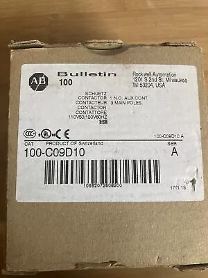 Buy Allen-bradley 100-c09d10 Iec Contactor 9 Amp 120vac New In Box • 62.99$