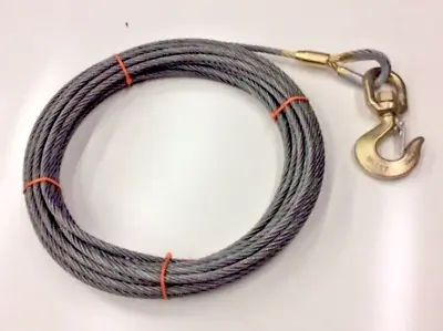 Buy 3/8  X 35' Wire Rope Winch Line Tow Truck Cable Eye Hook Hoist Steel Line USA ®️ • 50$