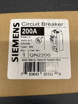Buy NIB - Siemens - QN2200 - Molded Case Circuit Breaker - 200A, 1-Phase, 240V • 125$