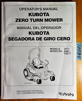 Buy Kubota Z411 Z421 Z421T Zero Turn Mower Owner's Operator's Manual K3071-7121-3 16 • 40$