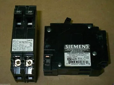 Buy ITE SIEMENS QT Q2020 2 Pole 20 Amp TWIN 120/240V Circuit Breaker LOT OF 2 • 21.99$