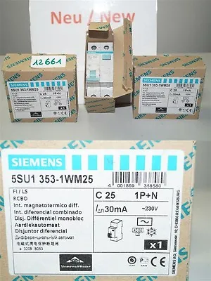 Buy Siemens C 25 5SU1353-1WM25 Fi Miniature Circuit Breaker 30mA 230V 25A Magnetoter • 64.72$