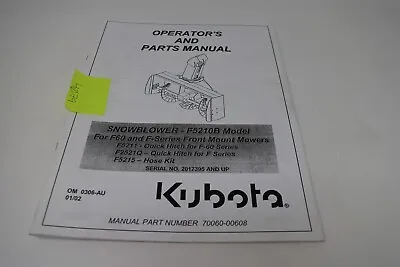 Buy Kubota F5210b Front Mount Snowblower  Operator's Manual • 16.95$