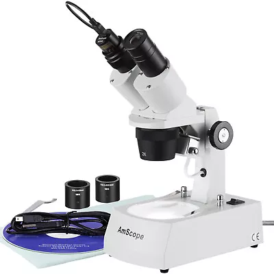 Buy AmScope 20X-40X-80X Stereo Microscope With USB Digital Camera • 234.99$