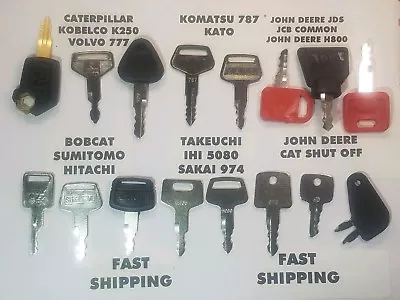 Buy (16) Equipment Key Set, CAT, Bobcat, Volvo, John Deere Hitachi, Komatsu, JCB, NH • 35.99$