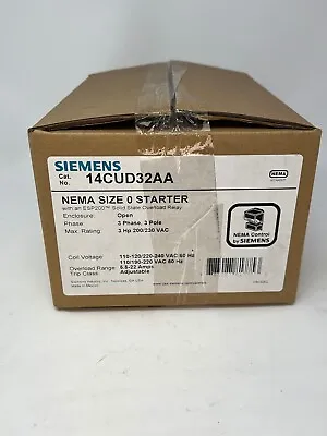 Buy Siemens 14CUD32AA Nema Size 0 Starter 5.5-22 Amps Adjustable Overload NEW SEALED • 289$