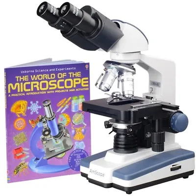 Buy AmScope 40X-1000X LED Binocular Compound Microscope W Double Layer Mechanical St • 249.99$