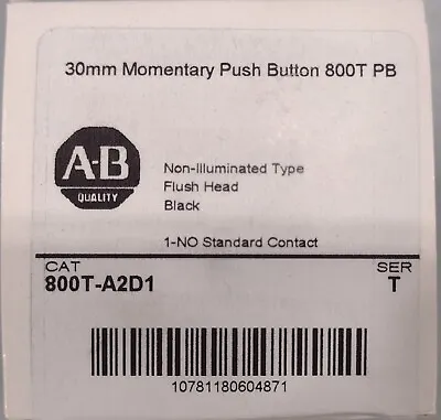 Buy NEW ALLEN BRADLEY 800T-A2D1 Black 30mm Momentary Flush Push Button - FREE SHIP • 35$