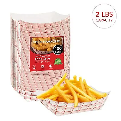 Buy Stock Your Home Paper Food Boats (100 Pack) - Disposable Checkered Tray 2 Lb • 21.13$