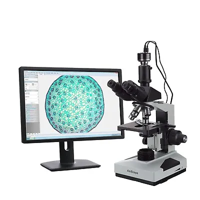 Buy AmScope 40X-2000X Lab Clinic Vet Trinocular Microscope + HD Camera • 659.99$