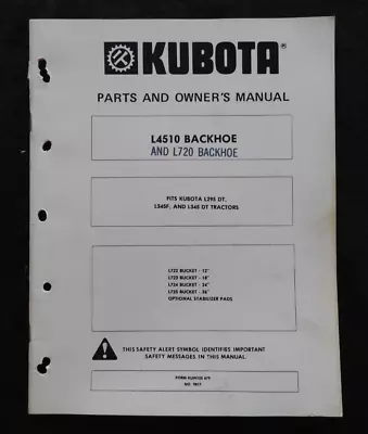 Buy Kubota L295 L345 Tractor  L4510 L720 Backhoe  Operators & Parts Catalog Manual • 26.95$