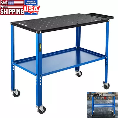 Buy Welding Table Steel Garage Work Bench 18  X 36  Workbench Adjustable W/ Wheels • 95.99$