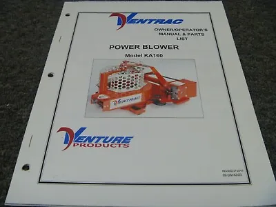 Buy Ventrac KA160 Power Blower Parts Catalog & Owner Operator Manual OM-KA00 • 88.75$