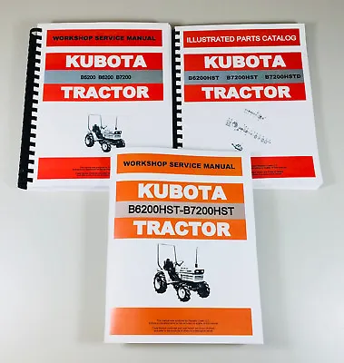Buy Kubota B7200Hst B7200Hste B7200Hstd Tractor Service Manual Parts Catalog Repair • 68.97$