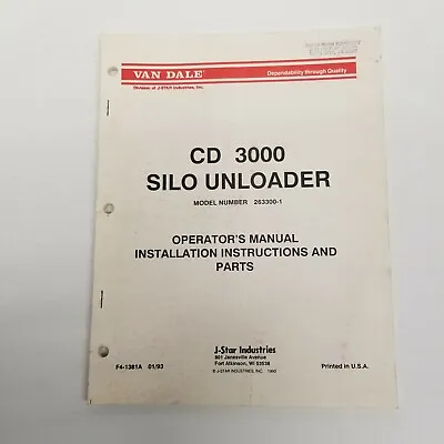 Buy Van Dale CD 3000 Silo Unloader Operator's Manual, Installation Instructions  • 21.95$
