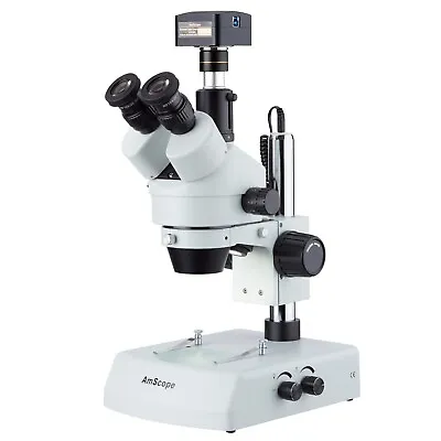 Buy AmScope LED Trinocular Zoom Stereo Microscope 3.5X-180X + 18MP USB3 Camera • 1,101.99$