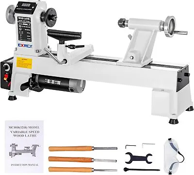 Buy 12 X18  Wood Lathe Benchtop Machine 3/4HP Speed 650-3800 RPM Goggle 3 Chisels US • 398.99$
